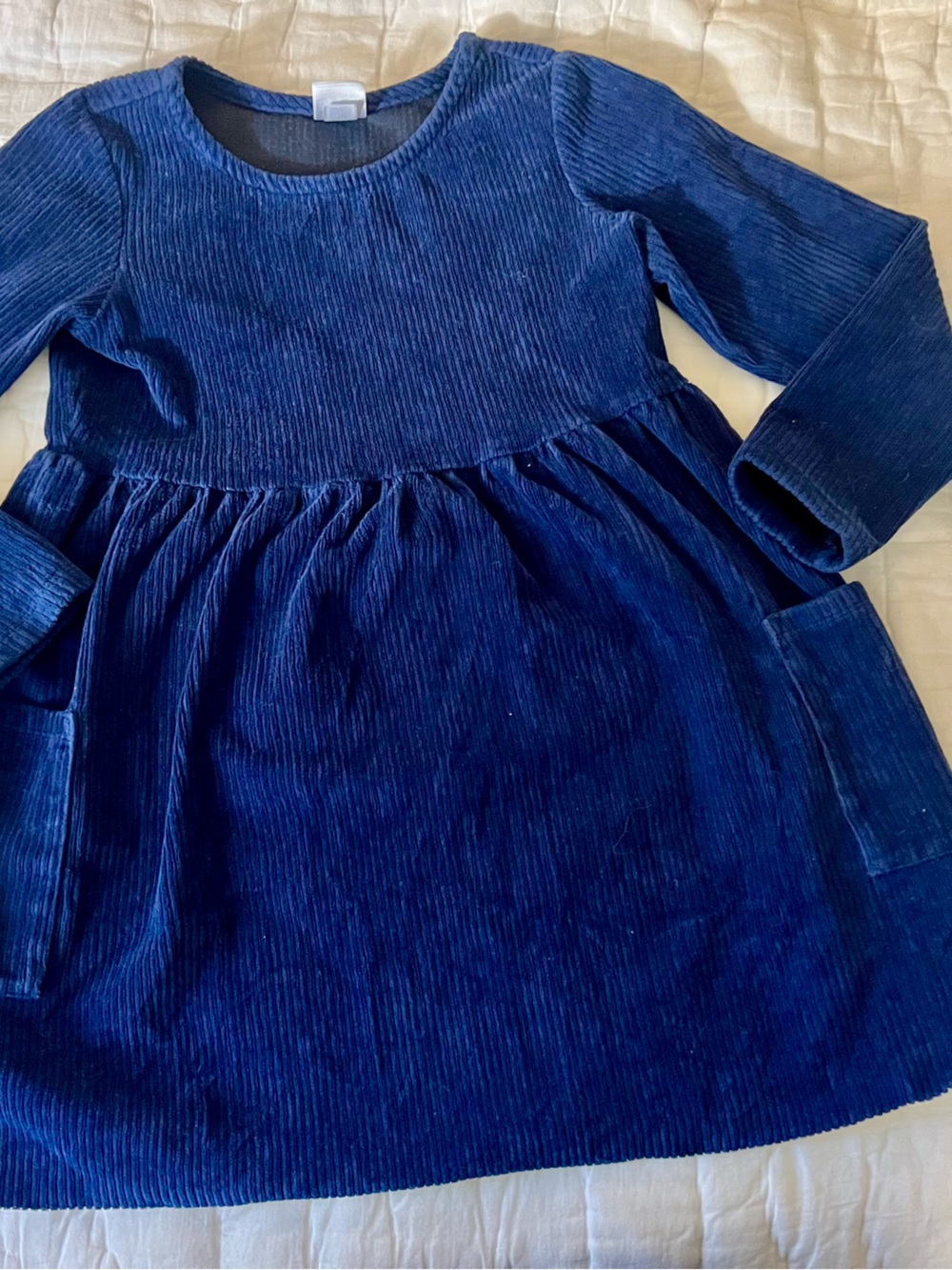 Hanna Andersson Navy Blue Corduroy Long-Sleeve Dress